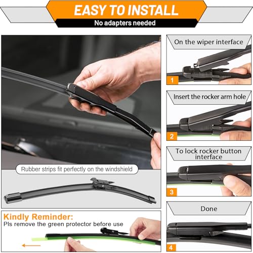 AUTOBOO 3-Pack Windshield Wiper Blades for Ford Explorer 2011-2026, Original Equipment Replacement 26"+22" Front and 11" Rear, All-Weather Performance, Easy One-Click Install
