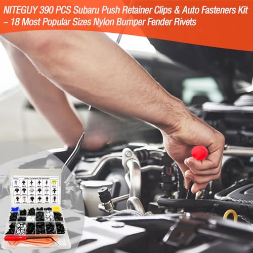Niteguy 390Pcs Subaru Car Plastic Rivets Fasteners Push Retainer Kit,18 Most Popular Sizes Auto Push Pin Rivets, for Subaru Toyota Body Interior and Exterior Retainer Fastener Clip - 2 Years Warranty