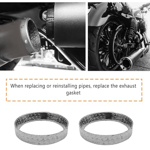 Icyhaws 2PCS Cone Exhaust Gasket, Made of Graphite and Steel, Compatible with 1984-Later Most Harley Davidson Touring, Sportster, Bikes, Softail, Dyna, etc.