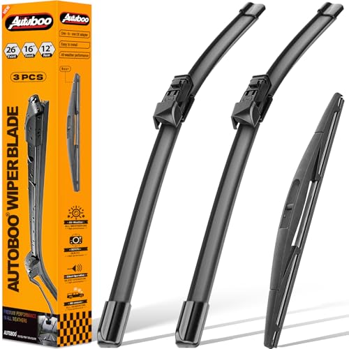 AUTOBOO 26"+16" Windshield Wipers with 12" Rear Wiper Blade Sets Replacement for Subaru Crosstrek Impreza 2018 2019 2020 2021 2022 2023-Original Factory Quality (Pack of 3)
