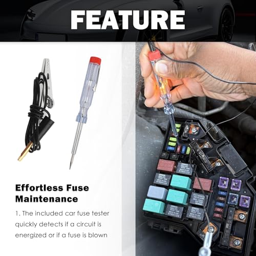 120PCS Car Fuses Assortment Kit with Tester & Puller,Multi-Amp Blade Automotive Fuses Kit Includes 35A/30A/25A/20A/15A/10A/7.5A/5A/3A/2A,Portable Car Fuse Kits with Storage Box