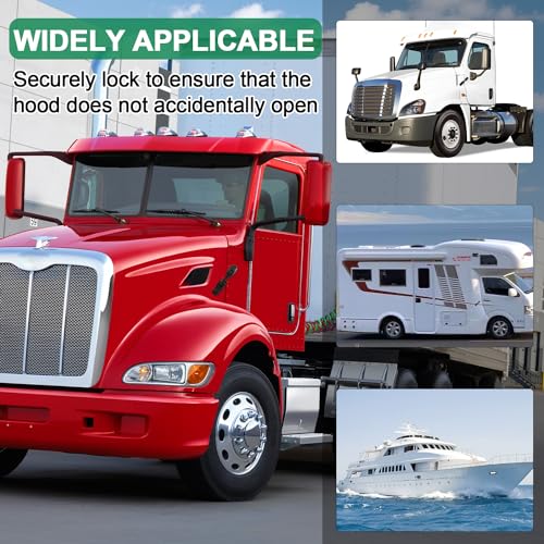 ZPSNDP 2 Pcs Hood Latch Kit 315-5502 315-5503, Heavy Duty Hood Latches, for Kenworth T170 T270 T300 T370 T440 T470 T660, Peterbilt 325 335 337 340 348 384 386, Mack CH, Blue Bird