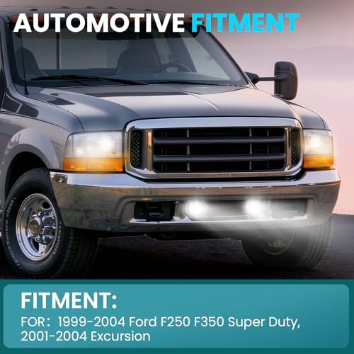 Shocklight LED Fog Lights Compatible with 1999-2004 Ford F250 F350 F450 F550 Super Duty, 2001 2002 2003 2004 Excursion, A Pair Front Bumper Driving Fog Lamps with Clear Lens