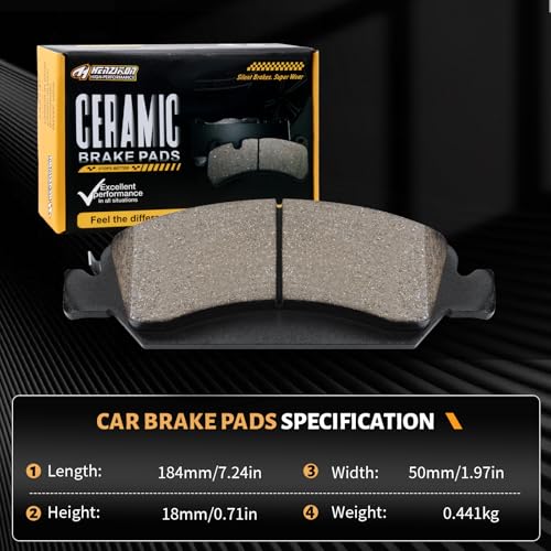 Ceramic Front Brake Pad Set Compatible with Cadillac Escalade/ESV/EXT/XTS;For Chevrolet Avalanche/Silverado/Express/Suburban/Suburban 1500/ Tahoe;For GMC Savana/Sierra/Yukon (D1363)