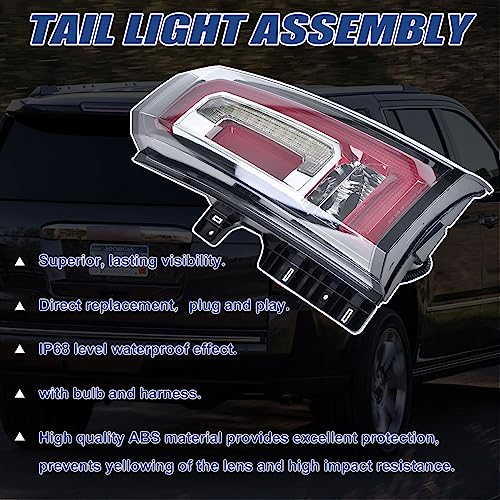 Goopool Tail Lights Assembly Compatible with GMC Yukon XL 2015 2016 2017 2018 2019 2020 LED Right Passenger Side Taillight Brake Turn Signal Assembly With Bulb Replaces 23380460 84536243 GM2801268