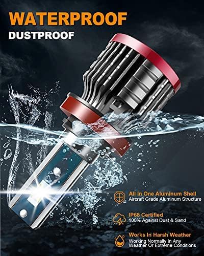 FITMOTORS H11/H8/H9 9005/HB3 LED Bulbs,160W 32000 Lumens Bright,6500K Cool White LED Fog Light Halogen Replacement IP68 Waterproof, Pack of 4