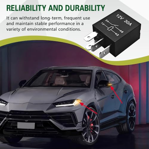 Surosha 4PCS 4 Pin 12V 30A Relay, AC Relay, Power Relays Assembly Starter Replacement, Auto Accessorie High Performance Multi-Purpose Waterproof Stable Relays Universal for Most Cars (4 Pin-12V, 4PCS)