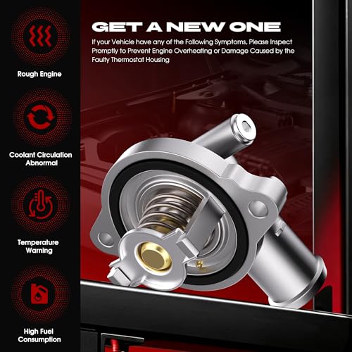 Upgrade Aluminium Engine Coolant Thermostat Housing Assembly Compatible with 2011-2022 Chrysler 300, 2011-2022 Dodge Challenger Charger, Replaces 902-3035 5184977AD 5184977AE