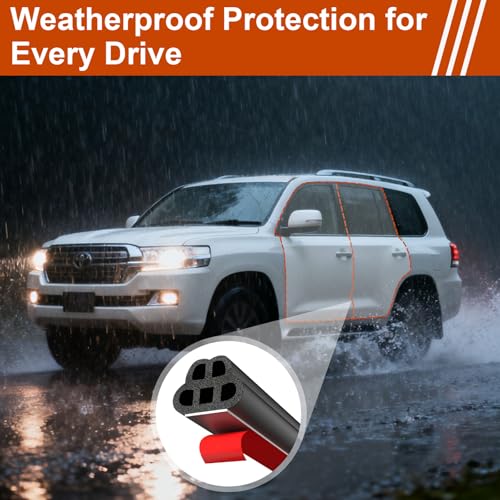 alophoty 16.5 Ft Car Door Seal Strip Universal Self Adhesive Automotive Weather Stripping, Double Layer 5-Hole Car Door Soundproofing Strip, Rubber Seal Strip for Cars Trucks SUVs RVs