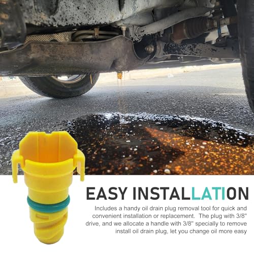 Opuweiy 3 PCS Plastic Oil Drain Plug, Leak-proof Engine Oil Pan Drain Screw with Rubber Ring, Replace for OEM #KX6Z6730B, Compatible with Ford F150 Edge Navigator (Yellow)
