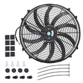 16 Inch Slim Fan Push Pull Electric Radiator Cooling Fan Universal High Performance 12V 120W Motor with Fan Mounting Kit (Black)