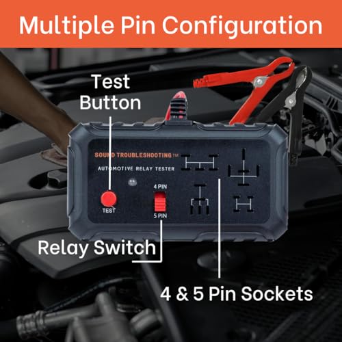 Sound Troubleshooting Automotive Relay Tester with Relay Puller - 12V Auto Relay Diagnostic Tool, Car Relay Tester with Battery Clips, Relay Testing Kit, Electrical Systems Tool | Patented