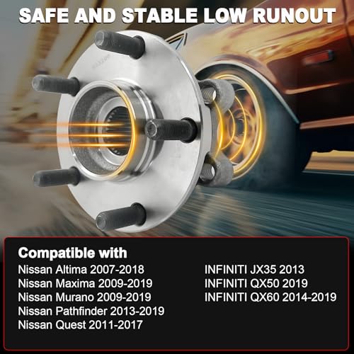 Pair 513296 Front Wheel Bearing Hub Assembly Compatible with Infiniti JX35 2013, QX50 2019, QX60 2014-2019, for Nissan Altima Maxima Murano Pathfinder 2013-2019 Hub Bearing Kit, 5 Lug