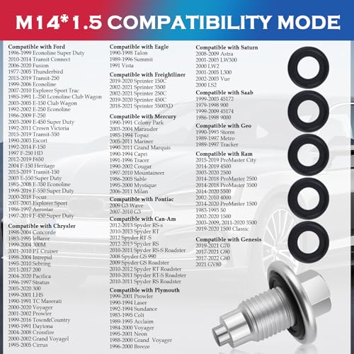 M14×1.5 Magnetic Oil Drain Plug,Replacement OEM#90009-PY3-000/6506214AA Oil Pan Drain Plug with 5PCS Oils Drains Plugs Gasket,Car Accessories Compatible with Honda/Yamaha/Audi (M14×1.5)