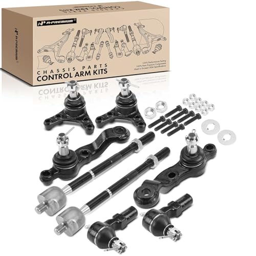 A-Premium 8Pcs Front Suspension Kit, Upper & Lower Ball Joint, Inner & Outer Tie Rod End, Compatible with Toyota Tacoma 1995-2004, RWD Only, with Power Steering