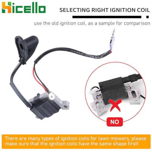 Hicello 62mm Brush Cutter Ignition Coil, 43CC 49CC 52CC Strimmer Ignition Coil Module for 2-stroke Engine Grass Trimmer Multi Tool Tiller Cultivator Garden Machines
