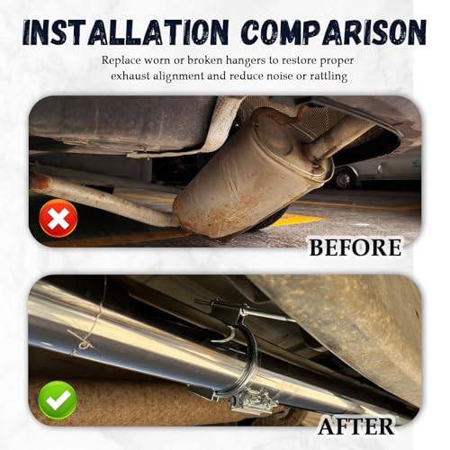 3 Inch Exhaust Hangers,Heavy Duty Adjustable 3 Exhaust Clamp with Muffler Hanger for Muffler Pipe Vibration Damping and Fixing,Universal Exhausts Hanger Rod Car Accessories