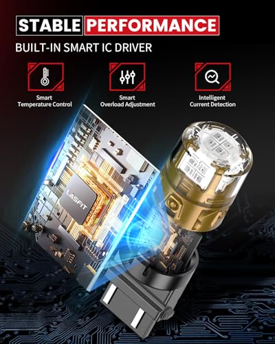 LASFIT 3157 LED Brake Light Bulb, 3057 3156 3157 LED Bulb Red, 1600LM/set Super Bright 3056 4057 4157 3457 for Automotive Tail Brake Lights, Stop Parking Light, Non-Polarity, Not for Trucks (2-Pack)