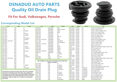10PCS Oil Pan Drain Plug Fit For 2015-2025 Audi A1 A3 A4 A5 A6 A7 Q3 Q5 Q7 S3 Volkswagen Atlas Golf GTI Jetta Passat Tiguan 06L103801 06L103801D 06L-103-801 06L-103-801D 06L103801H 06L-103-801-H
