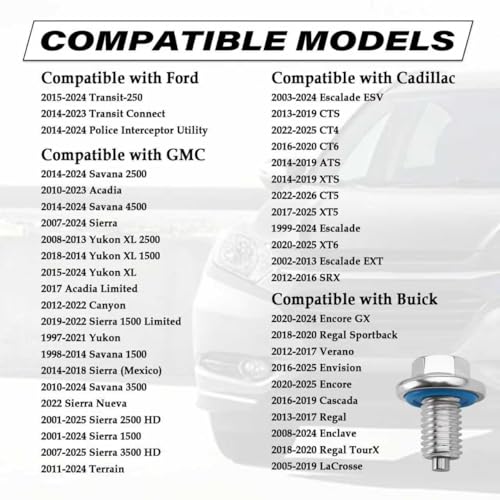 M12-1.75 Magnetic Oil Drain Plug with T45 Torx/15mm Hex Head OEM 65372,Sturdy Car Oil Pan Drain Plug with Oils Drains Plugs Gasket Compatible with Lincoln Ford,Essential Car Oils Plugs