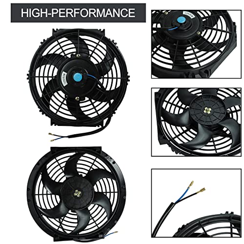 10" inch Slim Fan Push Pull Electric Radiator Cooling Fans 12V Mount Kit Unversal Black