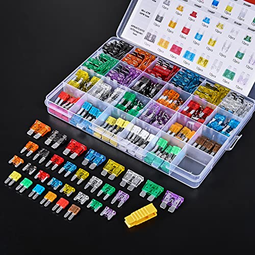 Nilight 372 PCS Car Fuses Assortment Kit Standard Mini LP Micro2 Blade Replacement Fuse ATO ATC APS ATS APR 2A 5A 7.5A 10A 15A 20A 25A 30A 35A for Cars Trucks RVs