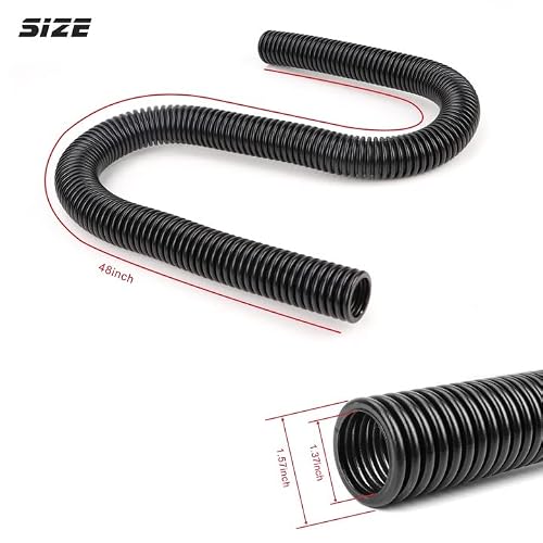 iRKY 48" Flexible Radiator Hose Stainless Steel Universal Water Hoses Adapter Coolant Radiator Hose Kit With 4Pcs Chrome Caps (8 Clamps, Black)