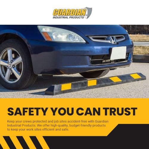 Guardian Parking Stop, Rubber Stopper and Curb with Mounting Holes, 6 Ft, Black/Yellow - Highly Visible Accessory for Car and Passenger Safety - Ideal for Job Sites, Driveways, and Garages