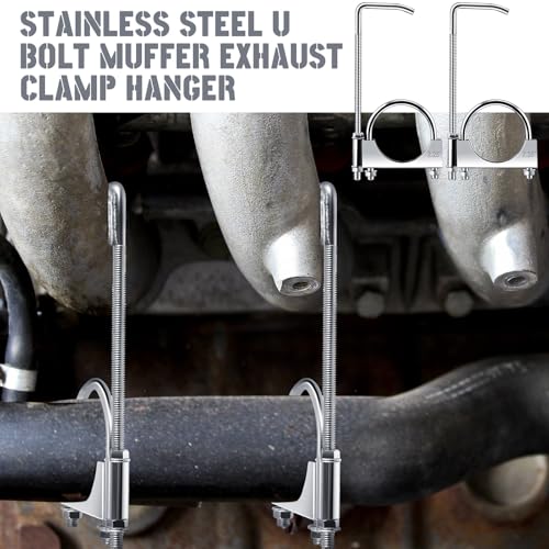Datanly 2 Pcs 2.25 Inch Universal Exhaust Clamp with Hanger, Made of Heavy-Duty Clamp with Rear Muffler Hanger Exhaust Pipe for Cars, Trucks Pipes
