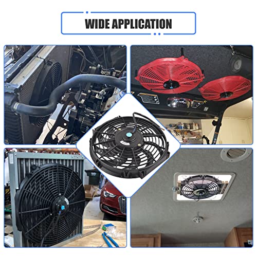 12 Inch Slim Fan Push Pull Electric Radiator Cooling Fan Universal High Performance 12V 80W Motor with Fan Mounting Kit (Black)
