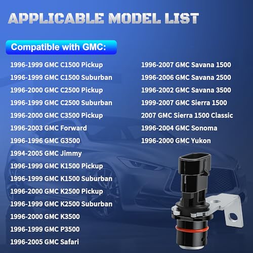 Crankshaft Position Sensor Compatible with 1999-2007 Chevy Silverado 1500 Tahoe Blazer S10 C1500 C2500 K1500 K2500 GMC Sierra Savana Yukon Jimmy Safari Cadillac Escalade Replaces 12596851, 10456042