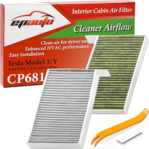 EPAuto CP681 (1107681-00-A) Premium HVAC Cabin Air Filter with Activated Carbon, Replacement for Tesla Model 3 (2017-2026), Model Y (2020-2026)