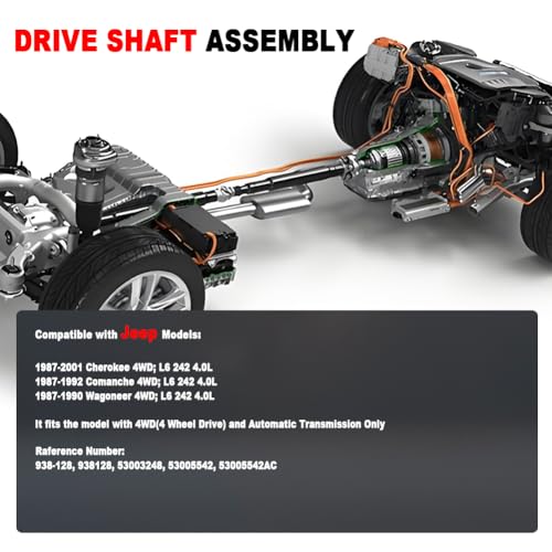 Dyfange 938-128 Front Drive Shaft Prop Shaft Driveshaft Assembly PropShaft 4WD Compatible with Cherokee 1987-2001 Comanche 1987 1988 1989 1990 1991 1992 Wagoneer 1987-1990 Replace 938128 53005542