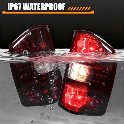 MAYELLO Smoked Red Tail Lights w/Bulbs Compatible with 2007-2013 Chevrolet Silverado 1500, 2007-2014 Chevy Silverado 2500 3500 Single Rear Wheel, Plug & Play Rear Lamps