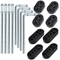 CAROTUPY Heavy Duty Rubber Exhaust Hanger Rod Set, 7.6" Long 3/8"Rod 90° + 10" Long Straight Muffler Hanger + 2 Hole 4 Hole Rubber EPDM Bushing Exhaust Rubber Hanger for Automotive (16Pcs)