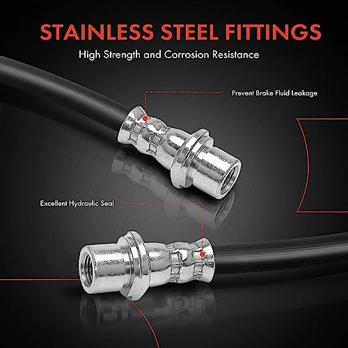 A-Premium Front Side Brake Hydraulic Hoses Compatible with Select Lexus and Toyota Models - GX460 2010-2017, GX470 2003-2009, 4Runner 2003-2017, FJ Cruiser 2007-2014 - Replace# 9094702D35(Pack of 2)
