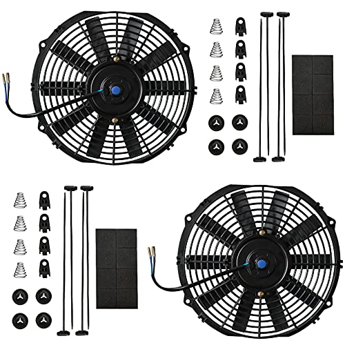 MuHize Electric Radiator Cooling Fan, 12" Universal High Performance Fans(2026 New), Puller Electric Radiator Cooling Assembly 12V 80W with Mount Kit (Pack of 2)