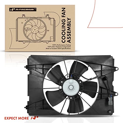 A-Premium Left Engine Radiator Cooling Fan Assembly Compatible with Select Honda Models - Ridgeline 2006 2007 2008 - Replace# 19015RJEA01, 19020RJEA01