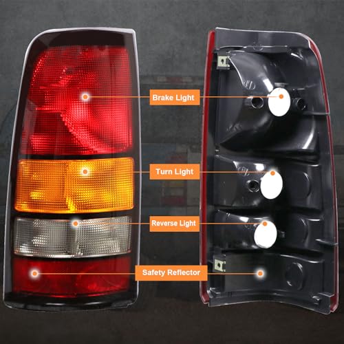 Nakuuly Tail Lights Compatible With 1999-2002 Chevy Silverado 1999-2006 GMC Sierra 1500 2500 3500 1500 HD 2500HD Driver and Passenger Side Taillights Rear Lamp without Bulb (Black Border)