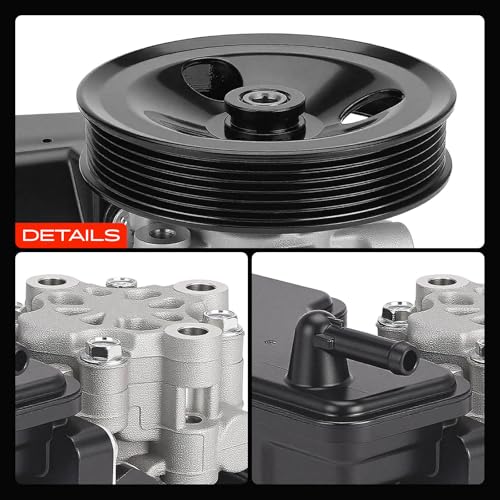 A-Premium Power Steering Pump, with Reservoir & Pulley, Compatible with Dodge Dakota 2005 2006 2007, 3.7L 4.7L, Replace # 52855186AH, 52855186AE