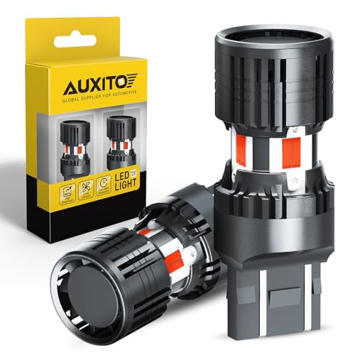 AUXITO CANBUS 7440 7443 LED Bulbs Red with Built-in Resistor 7441 7444 W21W Anti Hyper Flash Error Free Brake Lights, Tail Lights, Stop Lights, Turn Signal Lights, Pack of 2