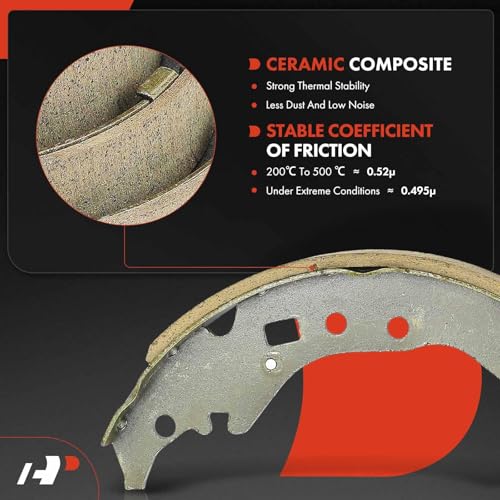 A-Premium 11.18 inch (284mm) Rear Brake Drums + Ceramic Shoes Set Compatible with Select Toyota Models - Corolla 2009-2019, 6-PC Set