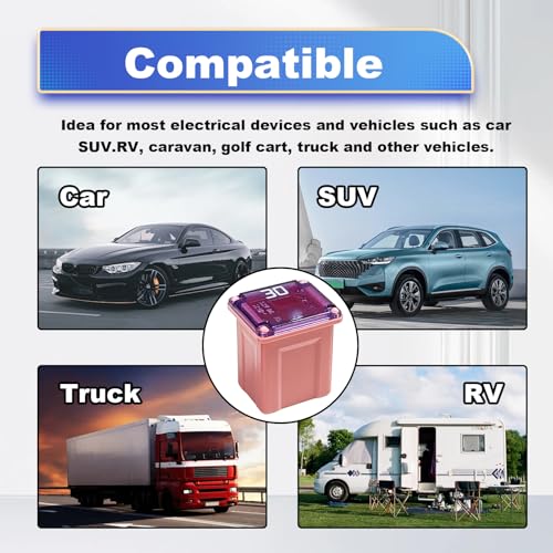 Pleoos 10Pcs Jcase Fuse Kit Mini Jcase Fuse Assortment Low Profile for Pickup Trucks Cars and SUVS (20A/30A/40A/50A/60A, 2pcs Each)