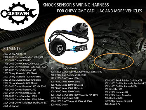 Dual Knock Sensors with Wiring Harness Kit | Knock Sensor 5.3 for Chevy Suburban Silverado Avalanche Tahoe, GMC Sierra Yukon, Cadillac Hummer & More GM Vehicles | Replace# 12601822 12589867 917-033