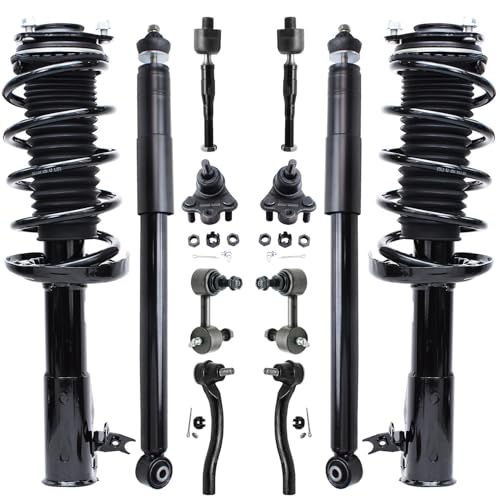 Detroit Axle - 12pc Front Struts Kit for 2006-2011 Honda Civic, 2 Struts and Coil Springs 2 Lower Ball Joints 2 Sway Bars 4 Outer Inner Tie Rods 2 Rear Shock Absorbers Replacement Suspension