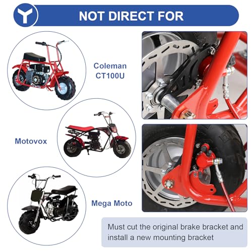 YOXUFA Mini Bike Hydraulic Disc Brake Caliper Kit Replacement for Baja Doodle Bug DB30 Blitz Dirt Bug Predator 79cc 97cc 2.8hp Mini Bike Parts with 50 inch Hose Tube Master Cylinder