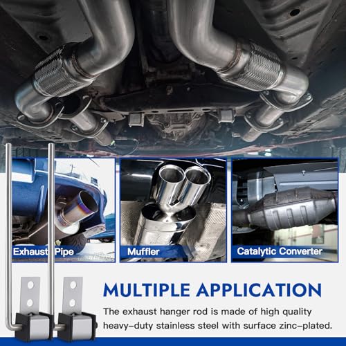 Universal Exhaust Hanger Rod Heavy-duty Stainless Steel Exhuast Pipe Hanger Rod Weld On Exhaust System- 3/8" Rod 10" Long(4 PCS)