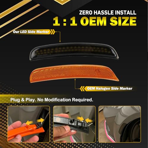Smoked Lens LED Side Marker Lights Compatible with Dodge Charger 2015–2024