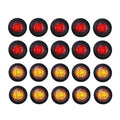 TMH 3/4 Inch Mount 10 pcs Amber + 10 pcs Red LED Clearance Bullet Side LED Marker Lights for Trailer Truck RV Car Bus Van (Pack of 20)