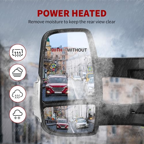 YITAMOTOR Left Side Mirror Compatible with 2015-2024 Ford Transit 150 250 350 Power Heated Mirror, Door mirror with Amber Turn Light